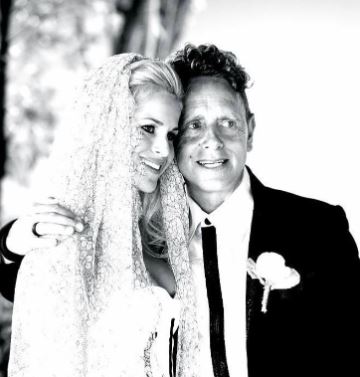 Kerrilee Kaski with her husband Martin Gore on their wedding day